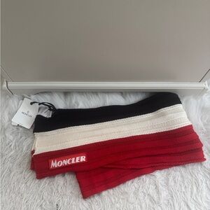 Moncler Red and Black Knit Scarf